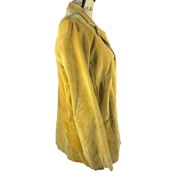 Stan Herman Studio M Medium Tan Leather Jacket 100% Leather Button Front Pockets - Picture 9 of 11